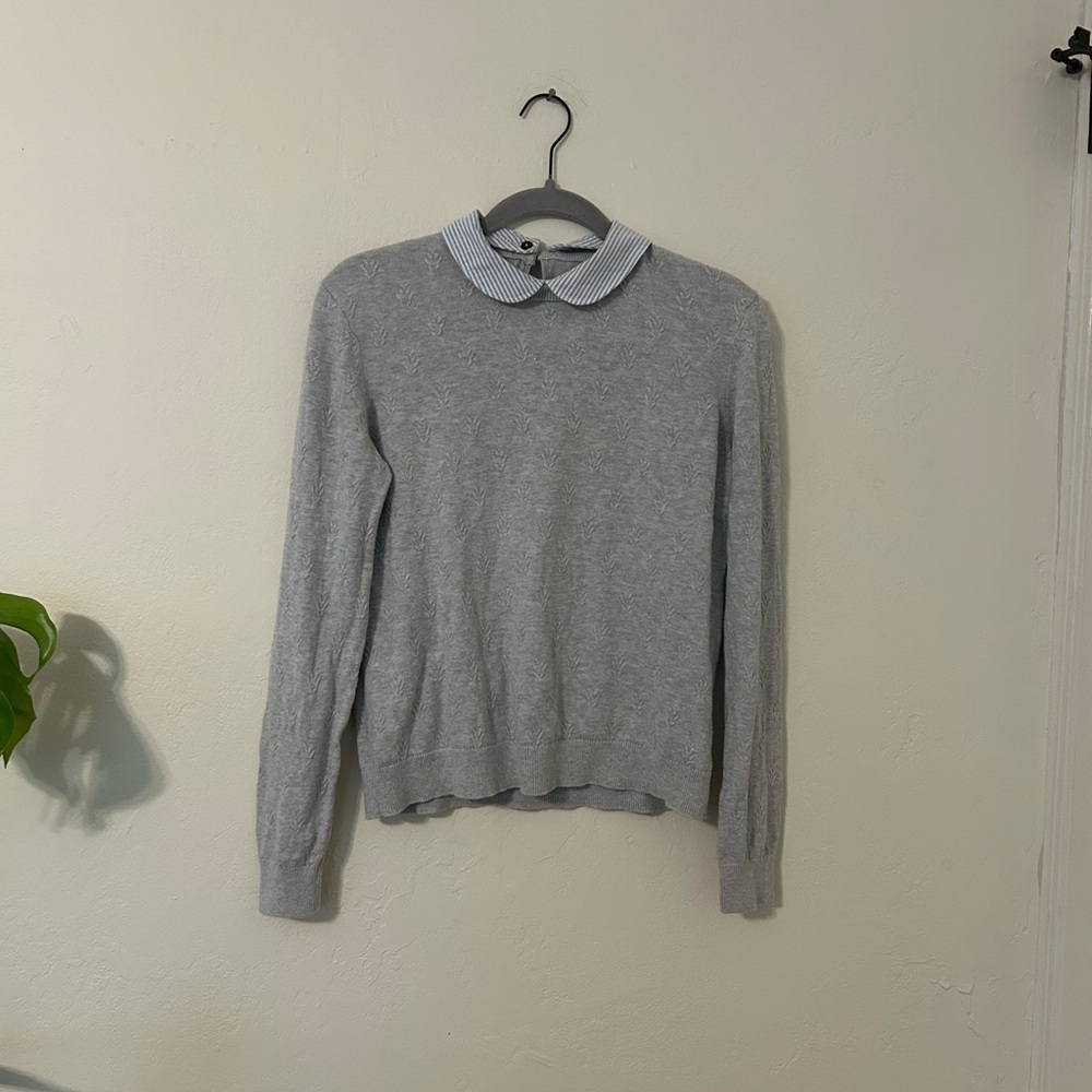 Brooks Brothers Gray Women's Sweater with Collar